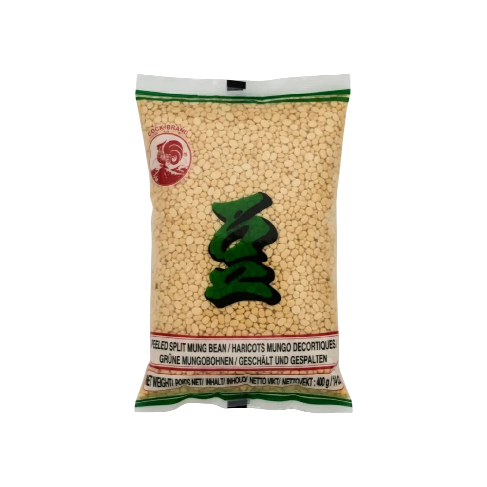 Cock Brand – Peeled Split Mung Beans (Đậu Xanh Cà vỏ) 400g