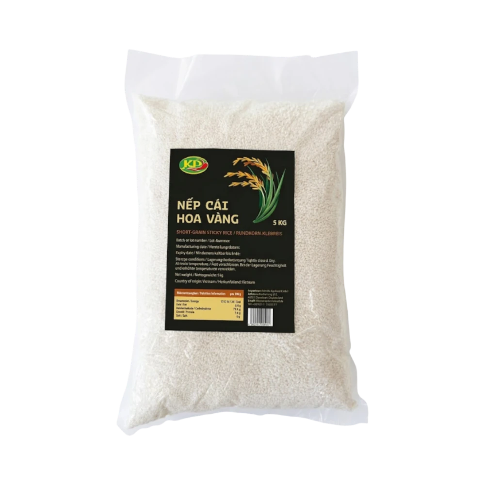 Kim Phi Asia Food – Round Grain Sticky Rice (Gạo Nếp Cái Hoa Vàng) 5kg